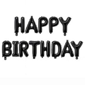 Happy Birthday Foil Balloon Alphabet Black Party Decorations
