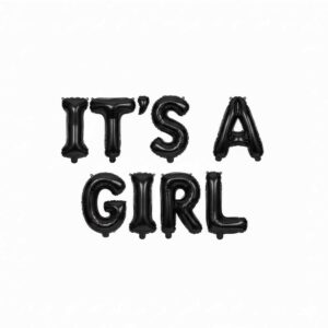 It's a Girl alphabet black girl foil balloon.