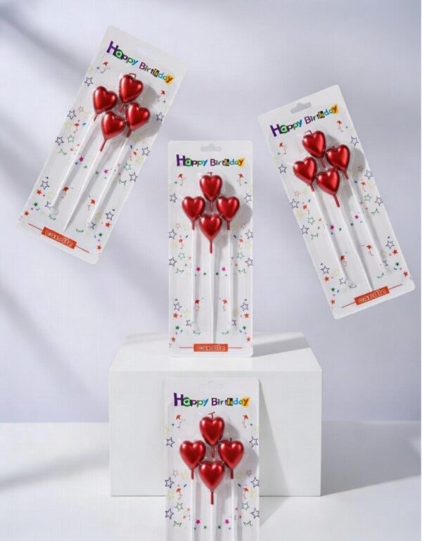 Heart Shape Birthday Candle cutlet Topper Candles in Heart Shape| Pack of 4
