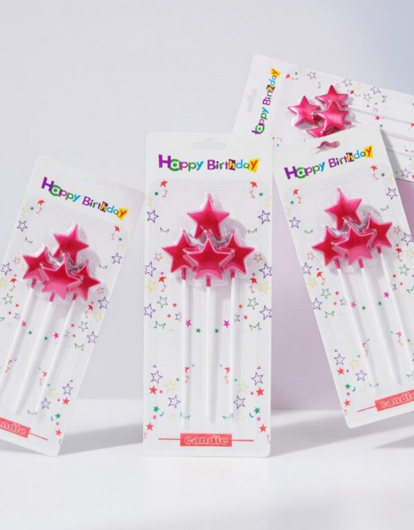 Lawat Co. Star Shape Birthday Candle – Pack of 4 | Creative Star cutlet Topper for Birthday & Anniversary Decoration