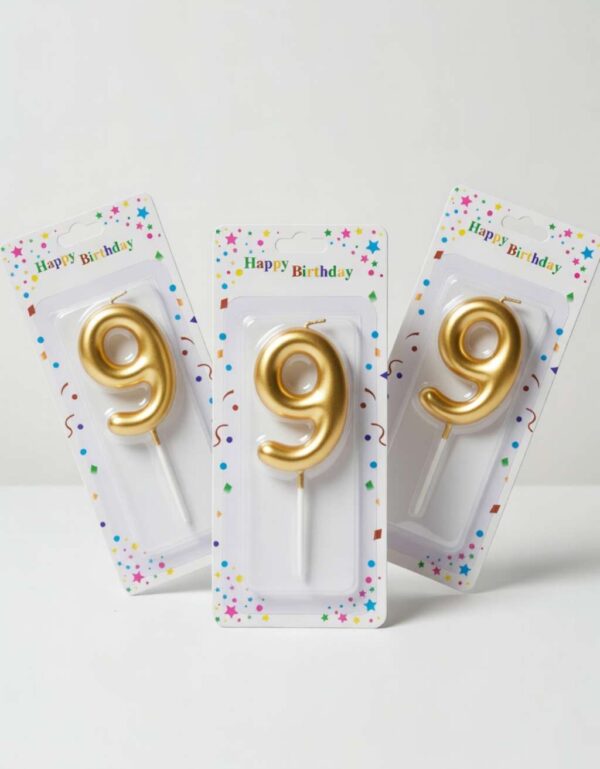Lawat Co. Gold & Silver Number Birthday Candle Metallic cutlet Topper (0-9)