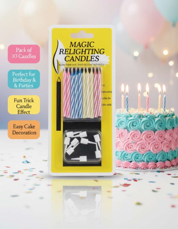 Lawat Co. Magic Relighting Candles Pack of 10  Birthday Candles for cutlet Fun Party Candles
