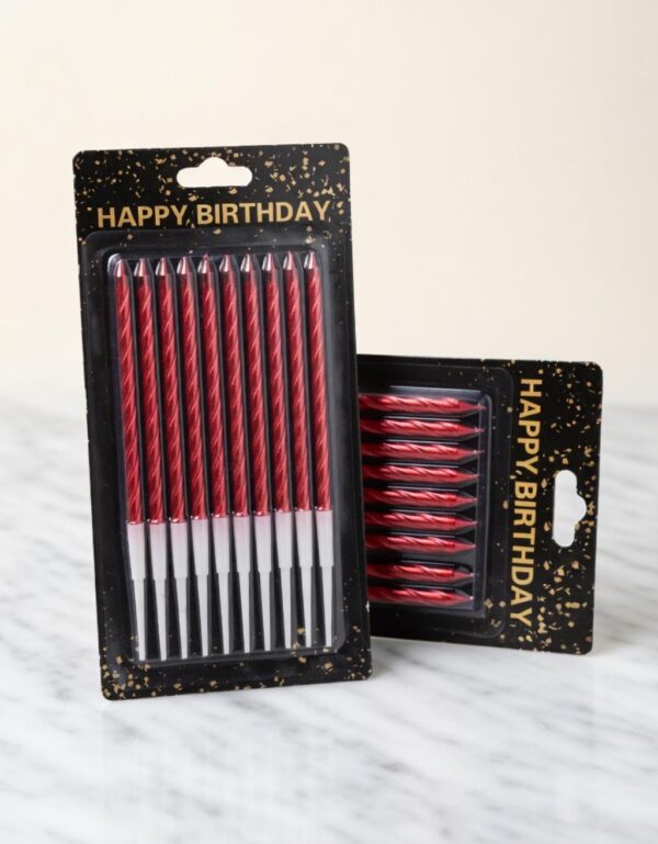 Lawat Co. Metallic varicolored helical Candle 10 Pc | Shiny Birthday cutlet Candles with Holders