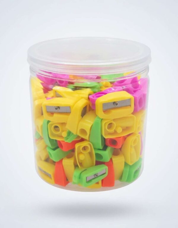 Lawat Co. Pencil Sharpener Jar 100 Pcs various Plastic Sharpeners| Durable Essence Blade for School, Office & Kids