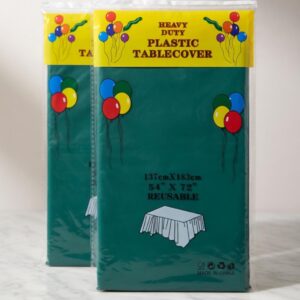 Disposable Green Heavy-Duty Plastic Tablecloth, 137 x 274 cm
