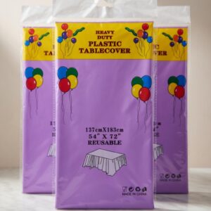 Heavy-Duty Purple Plastic Table Cover, 137 x 274 cm