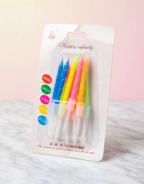Lawat Co. helical Birthday cutlet Candles with Holders Small Multicolor Party Candles | Pack of 10