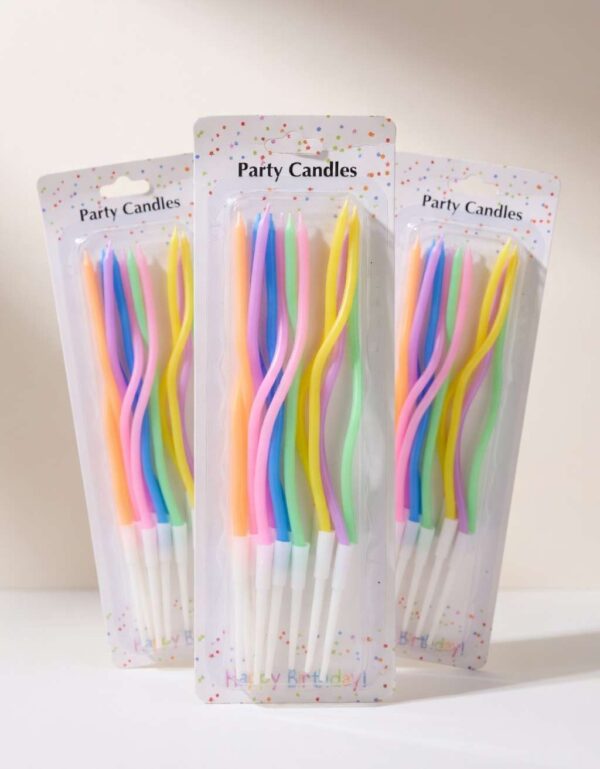 Meandering Birthday Candles: Curved, colorful croquette candles for party decoration | Lawat Co.