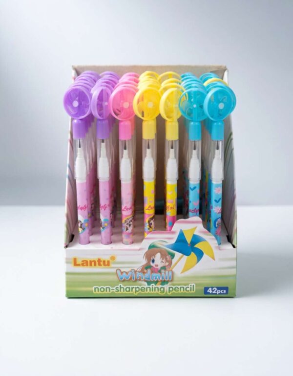 Lantu Non-Sharpening Fancy Pencil Fan Design (Pack of 4 Colors 42 Pieces) Make Colorful Writing & Fun
