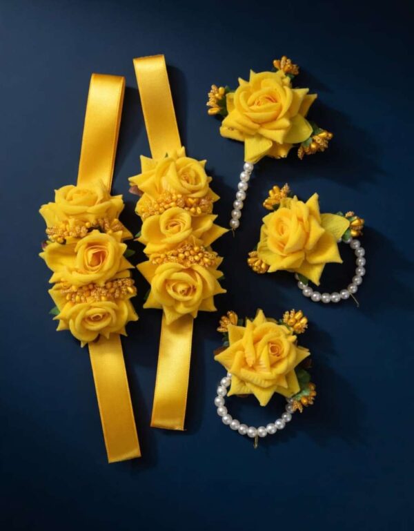 Starbun marriage Wrist Flower Bridal & Bridesmaid Ribbon Gajra Elegant Handmade Floral Wrist Lei for marriages & Events by Lawat Co