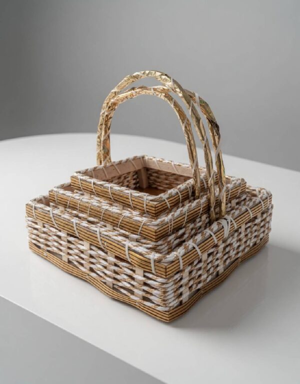 3-Pc Handcrafted Square Gift Basket Set Decorative Hamper & Event Basket Collection | By Lawat Co.