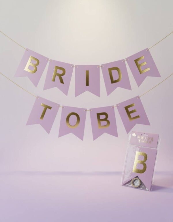 Bride To Be Bunting Banner Pink & Gold Bridal Shower Decoration | Lawat Co.