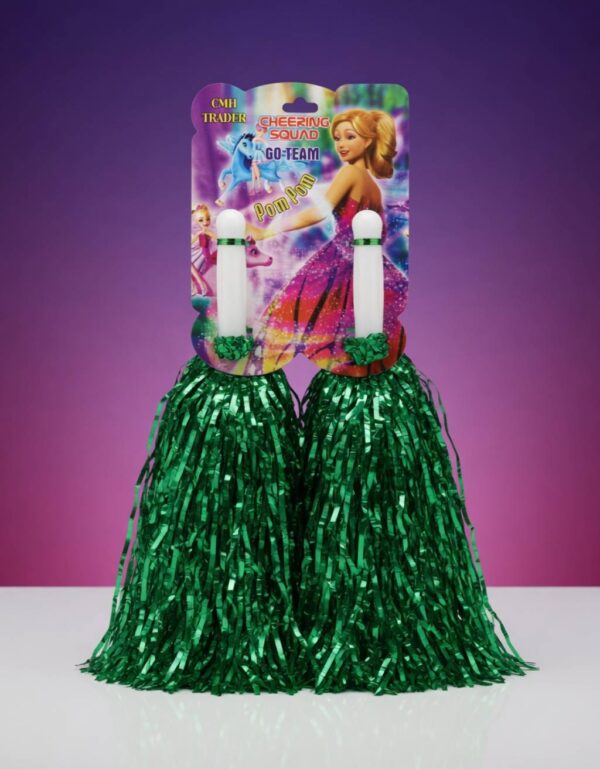 Green Metallic Cheerleading Pom-Poms: High-Quality Spirit Cheer Squad Hand Pom-Poms by Lawat Co.