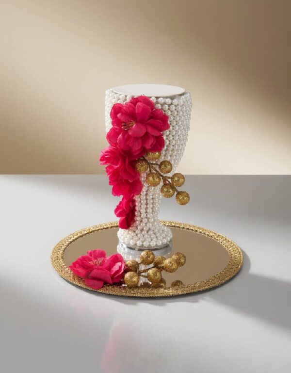 Elegant Doodh Pilai Glass & Mirror Tray Set Pakistani Wedding Rasam Decoration  by Lawat Co.