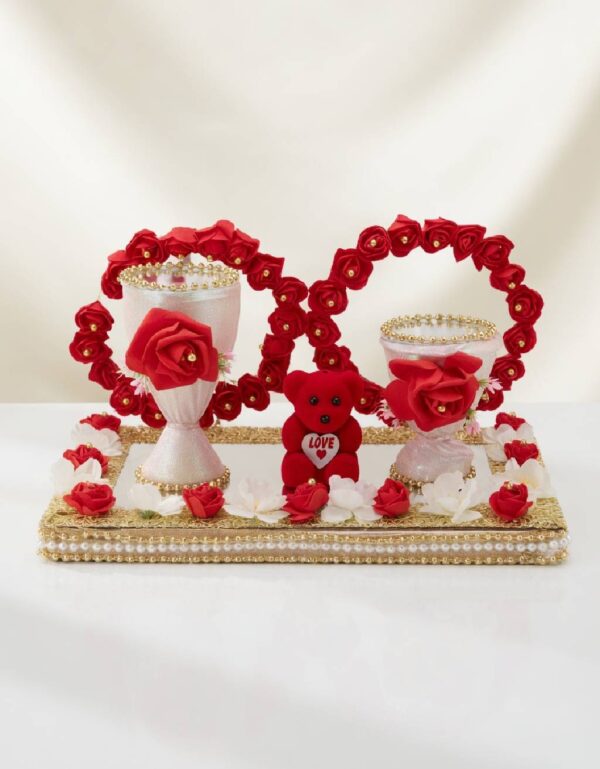 Elegant Doodh Pilai Glass Set with Decorated Tray for Pakistani Wedding Ceremony Handmade Bridal Milk Serving Set by Lawat Co.