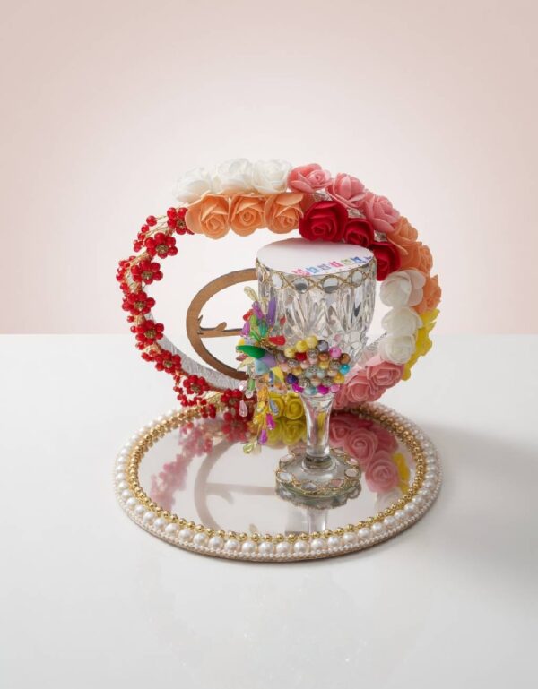 Handcrafted Doodh Pilai Rasam Tray Set Pakistani Wedding Milk Ceremony Decor by Lawat Co.