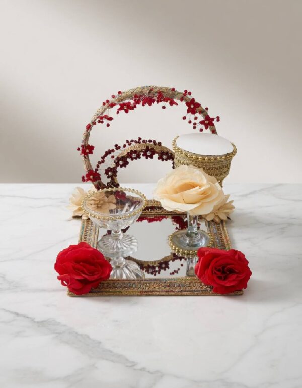Handcrafted Doodh Pilai Rasam Tray Traditional Pakistani Wedding Milk Serving Decor by Lawat Co.