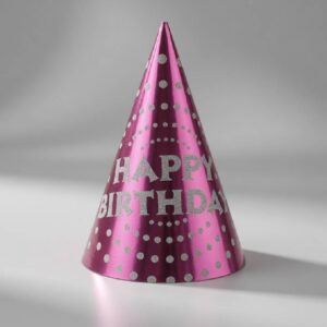 Happy Birthday Party Cap with Pink Polka Dot Print 1 piece