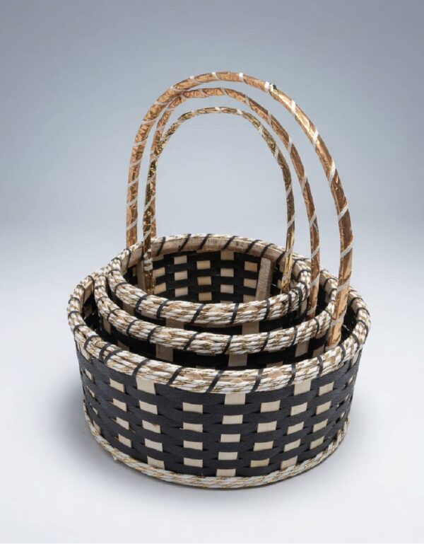 Lawat Co. 3 Piece Woven Cane Gift Basket Set Decorative Hamper & Storage Baskets