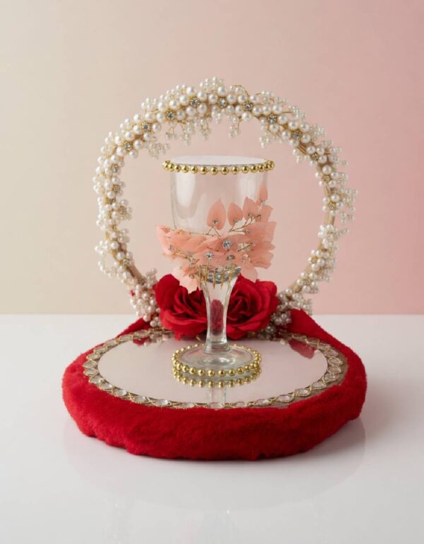 Lawat Co. | Decorated Doodh Pilai Glass Set | Traditional Pakistani Wedding Rasam Decor