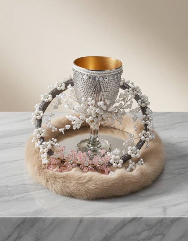 Luxury Doodh Pilai Glass Set Pearl & Floral Wedding Ceremony Decor by Lawat Co.
