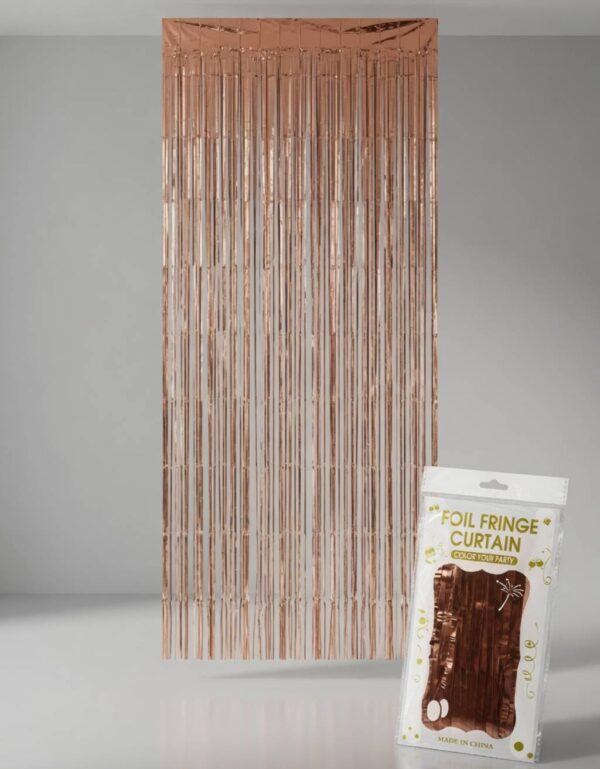 Rose Gold Metallic Tinsel Foil Fringe Curtain Luxury Party Backdrop Decoration | Lawat Co.