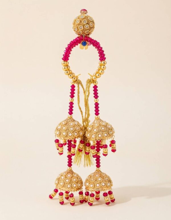 Traditional Bridal Single Ghana Wristwear Red & Pink Stone Handmade Wedding Bracelet | Lawat Co.