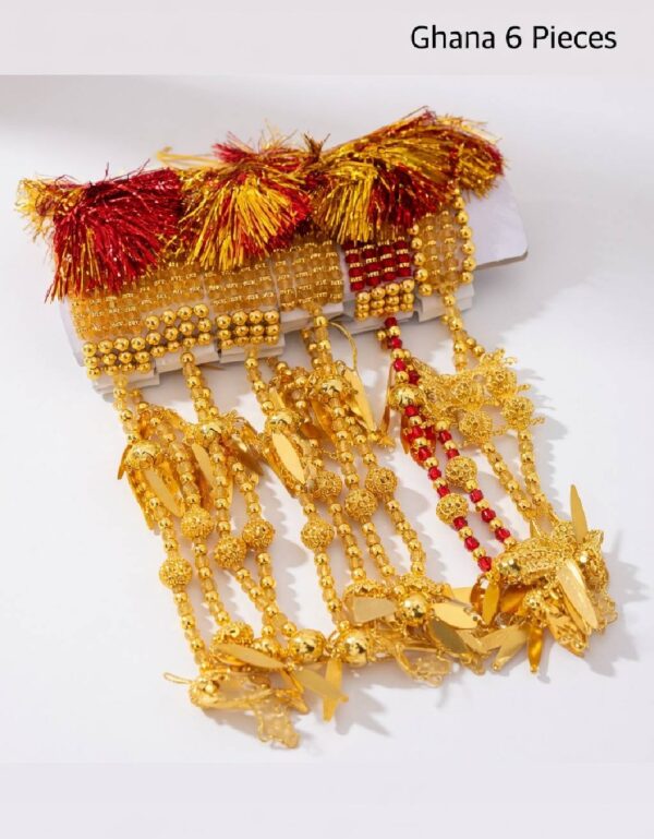 Red & Gold Traditional Wedding Gana Set 6 Pcs Mehndi & Groom Wrist Wear Collection by Lawat Co.
