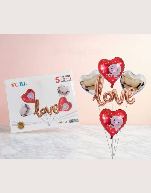 5PCS Love Foil Balloon Set with Heart Balloons for Valentine, Anniversary & Engagement Decor by Lawat Co.