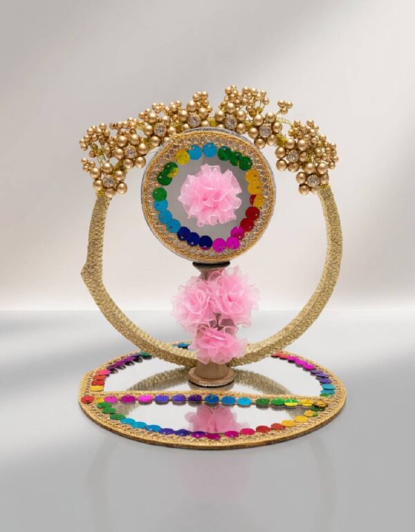Lawat Co. Gold & Red Surma Dani Set with Decorative Roses, Mirror Base & Gold Thread Detailing for Traditional Wedding Ceremonies