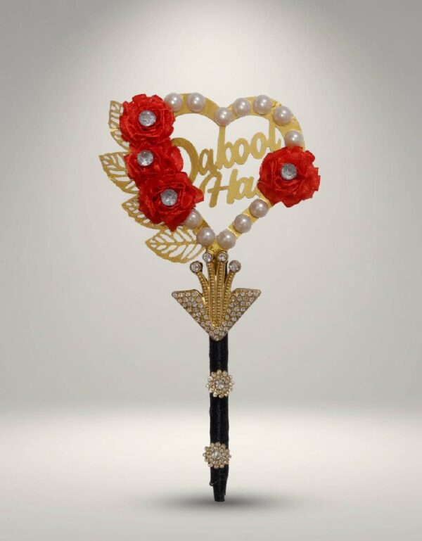 Handmade Golden Nikah Pen with Red Floral Accents & Personalized Calligraphy for Islamic Wedding Ceremony Signing | Lawat Co