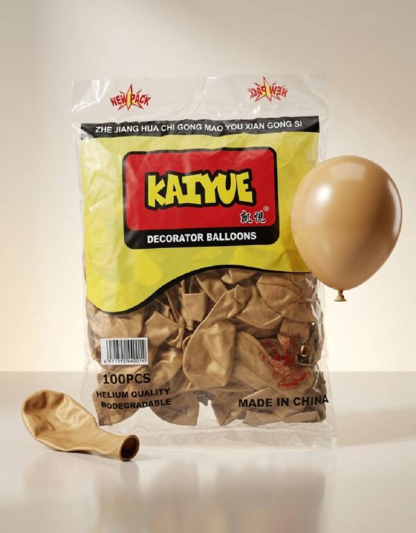 Kaiyue 100PCS Premium Quality Biodegradable Latex Balloons  Golden & Khaki Brown Balloons for Birthday, Wedding, Baby Shower & Event Decoration | By Lawat Co