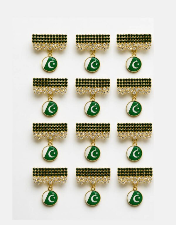 Lawat Co Premium Pakistan Flag Crystal Lapel Badge Set of 12