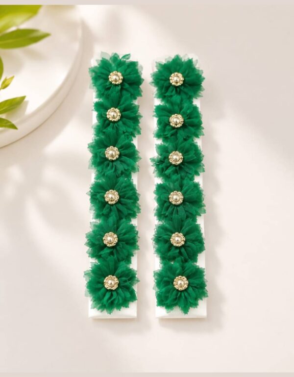 12 Pcs Green Fabric Flower Hair Accessories