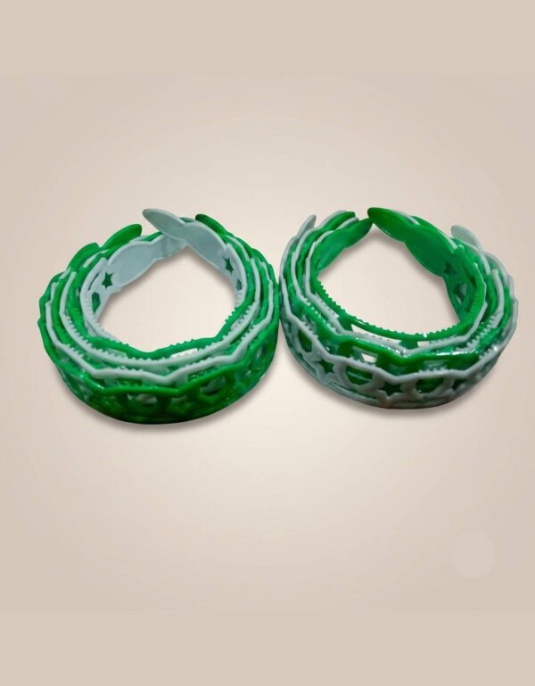 12 Pcs Pakistan Independence Day Star Link Bangles Green & White Plastic Star Bracelets