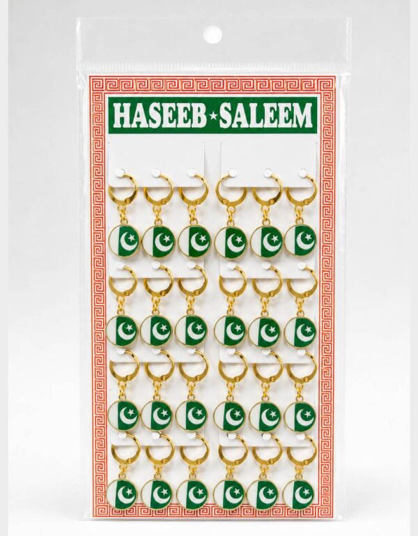 14 August Independence Day Jewelry Accessories Pakistan Flag Earrings Set 12 Pairs, Lawat Co.
