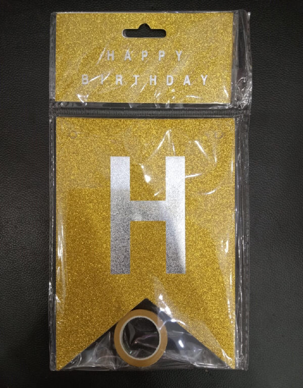 Golden Glitter Happy Birthday Banner with Silver Letter Accents Reusable Luxury Party Decorations Set Lawat Co