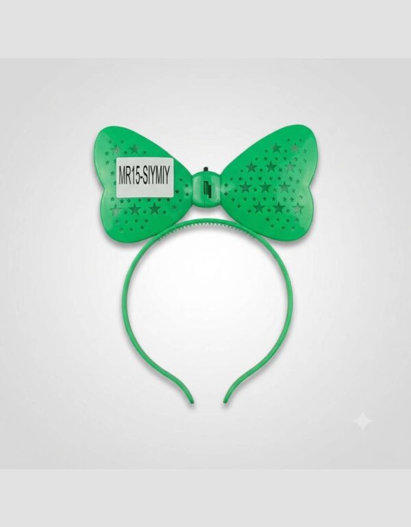 Green LED Light-Up Bowtie Headband Blinking Star Bow Hair Band