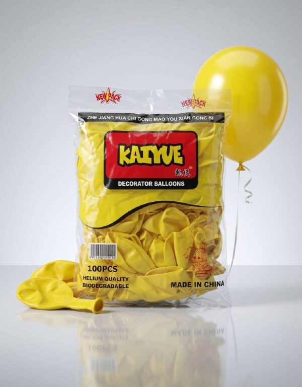Kaiyue Yellow Decorator Balloons Pack of 100 Premium Biodegradable Helium-Quality Latex Balloons | By Lawat Co