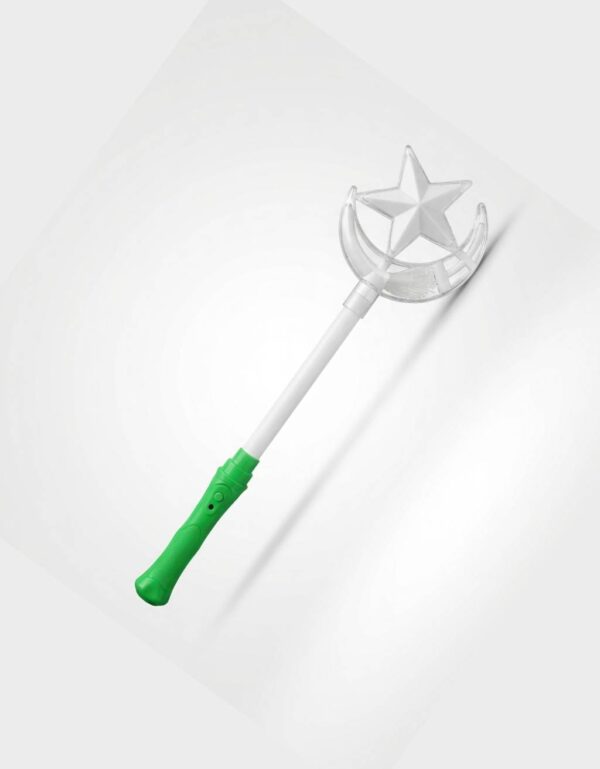 LED Star & Moon Magic Wand Light-Up Fairy Wand Green Handle | 1 Pc