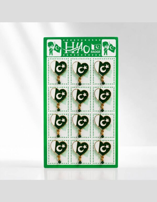 Lawat Co 12 Pcs Pakistan Heart Flag Metal Badge Pin