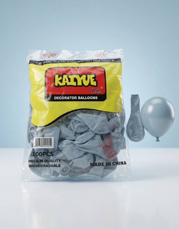 Lawat Co Kaiyue Soft Grey Pastel Blue-Grey Balloons Pack of 100 | Premium Helium Grade Biodegradable Party Balloons Latex