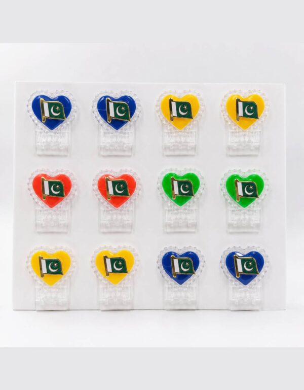 Lawat Co Pakistan Heart Flag Acrylic Badge Set of 12