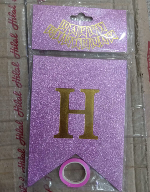 Lawat Co. Celebrate birthdays in style. Happy Birthday Banner Pink Glitter