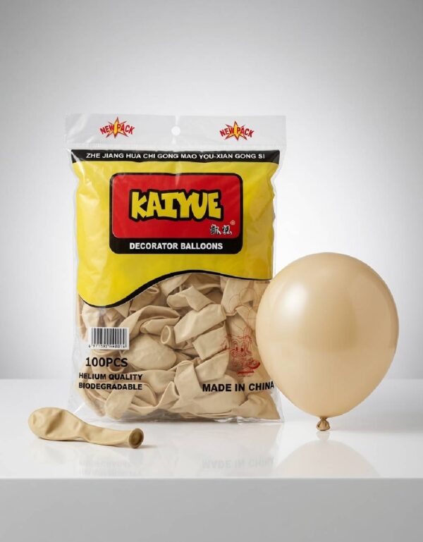 Lawat Co. Premium Kaiyue Beige Apricot Champagne Decorator Balloons Pack of 100 | Helium Quality, Biodegradable Latex Party Balloons