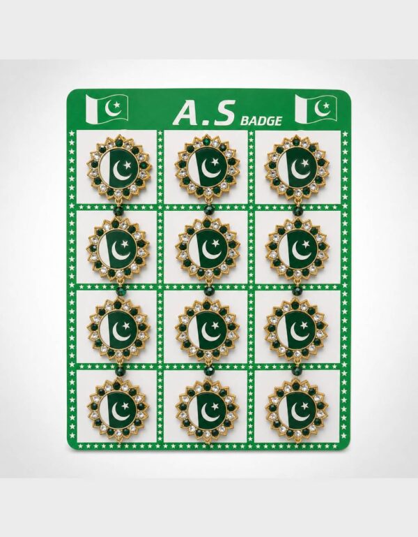 Pakistan Flag Badges 12 Pcs Green & White Crescent Star Flag Badges Independence Day Badge