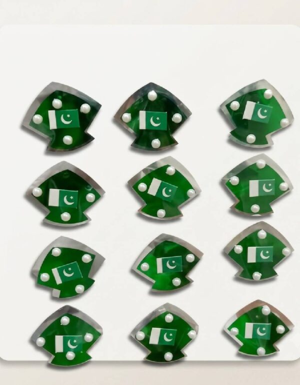 Pakistan Flag Kite Badge Set of 12 | 14th August Independence Day Patang Brooch Pins | Patriotic Pakistan Flag Pearl Badge | Decorative Lapel Pin by Lawat Co