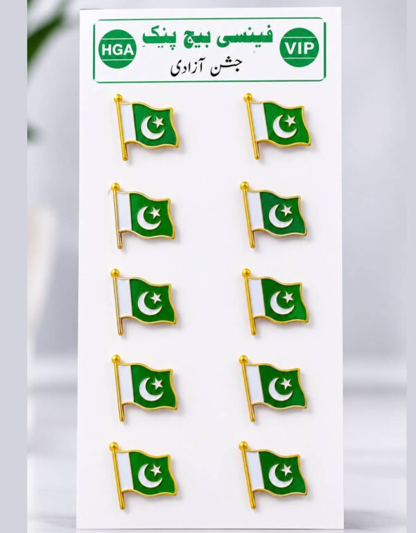 Pakistan Flag Lapel Pin Badge Set (10 Pcs) Gold Metallic Pakistan Flag Brooch