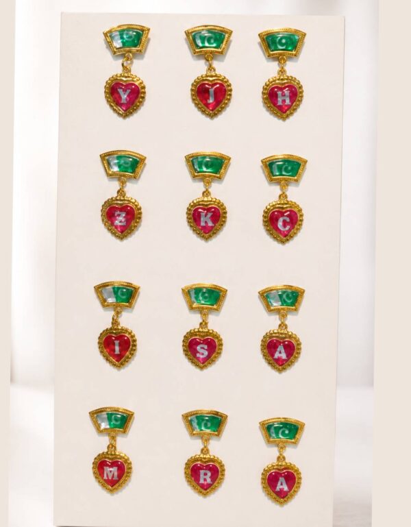 Pakistan Independence Day Badge | 14 August Flag & Heart Letter Badge 12 pieces | Premium National Day Accessory