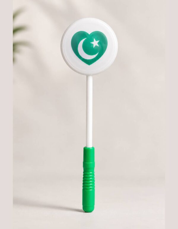 Pakistan Independence Day LED Light-Up Heart Wand with Horn